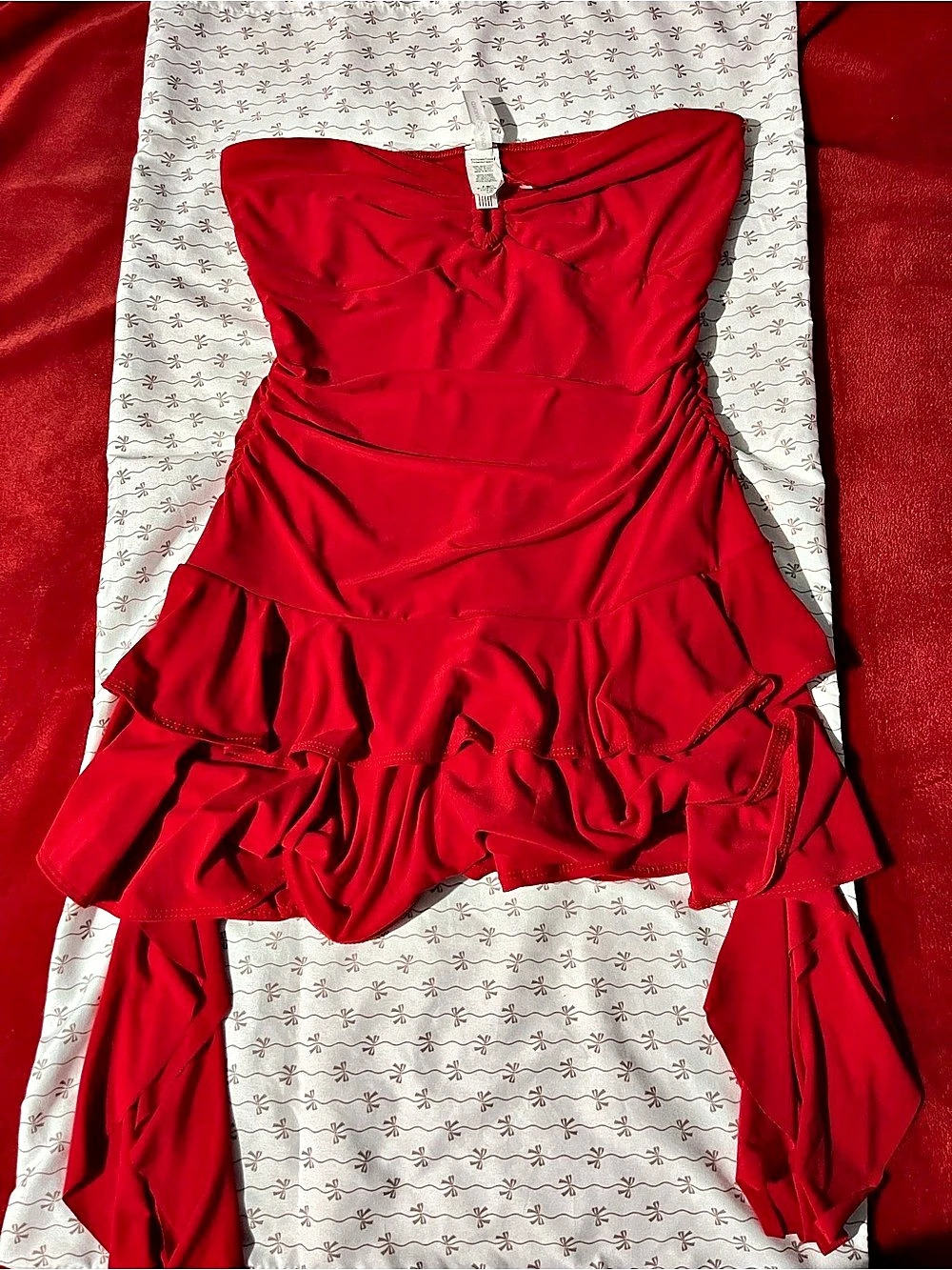 Red Ruffle Mini Dress Size Large Like New